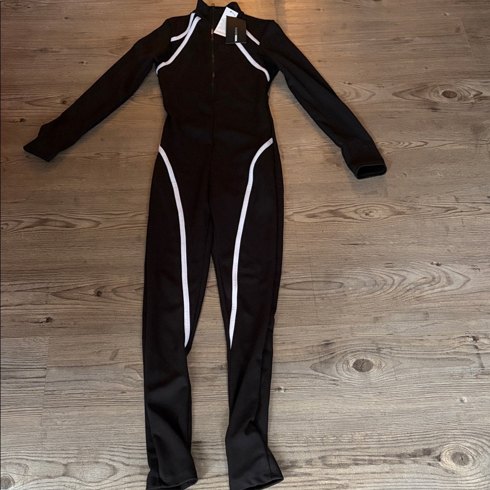 Fashion Nova Black and White Zip-Up Jacket